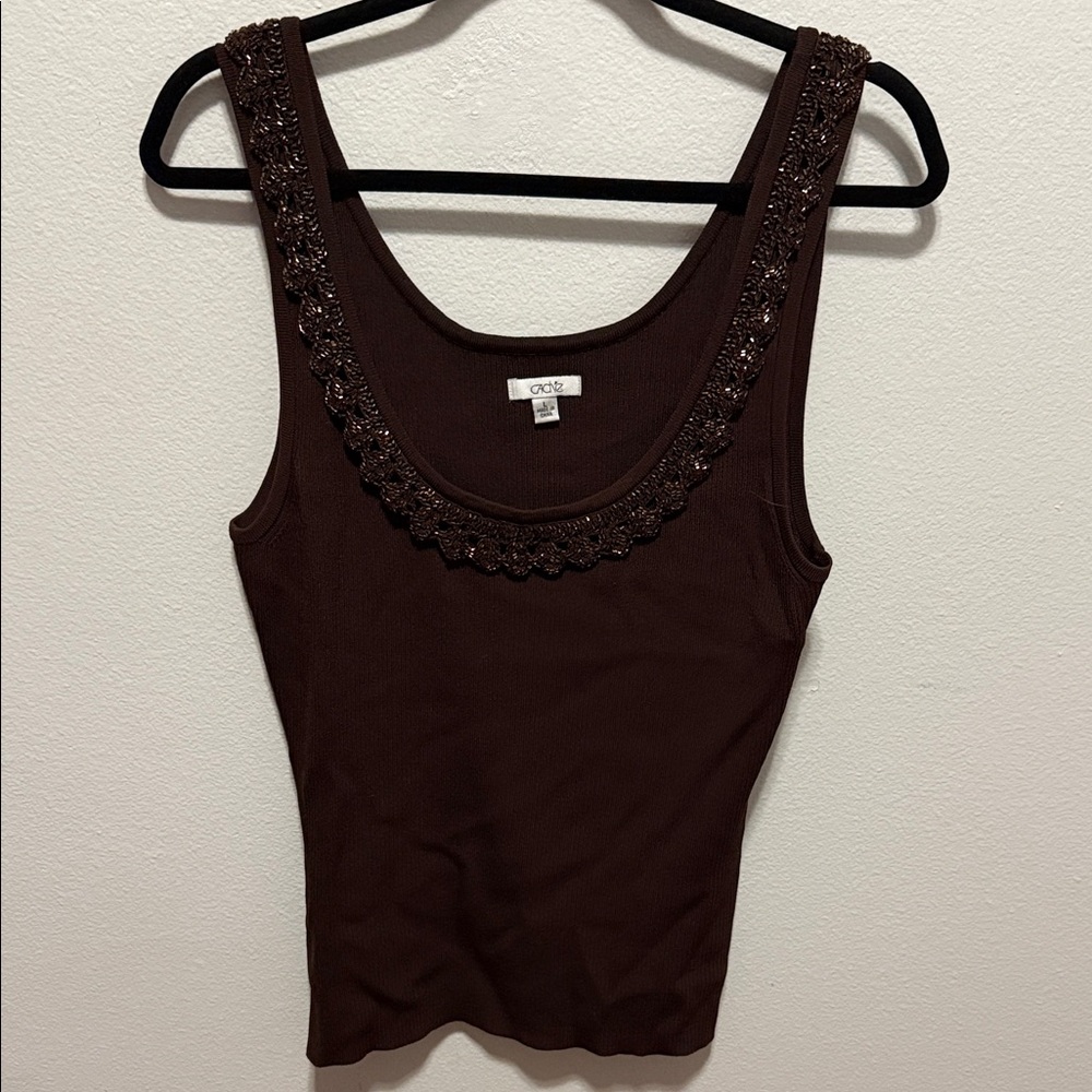 Cache Chocolate Beaded Tank Top